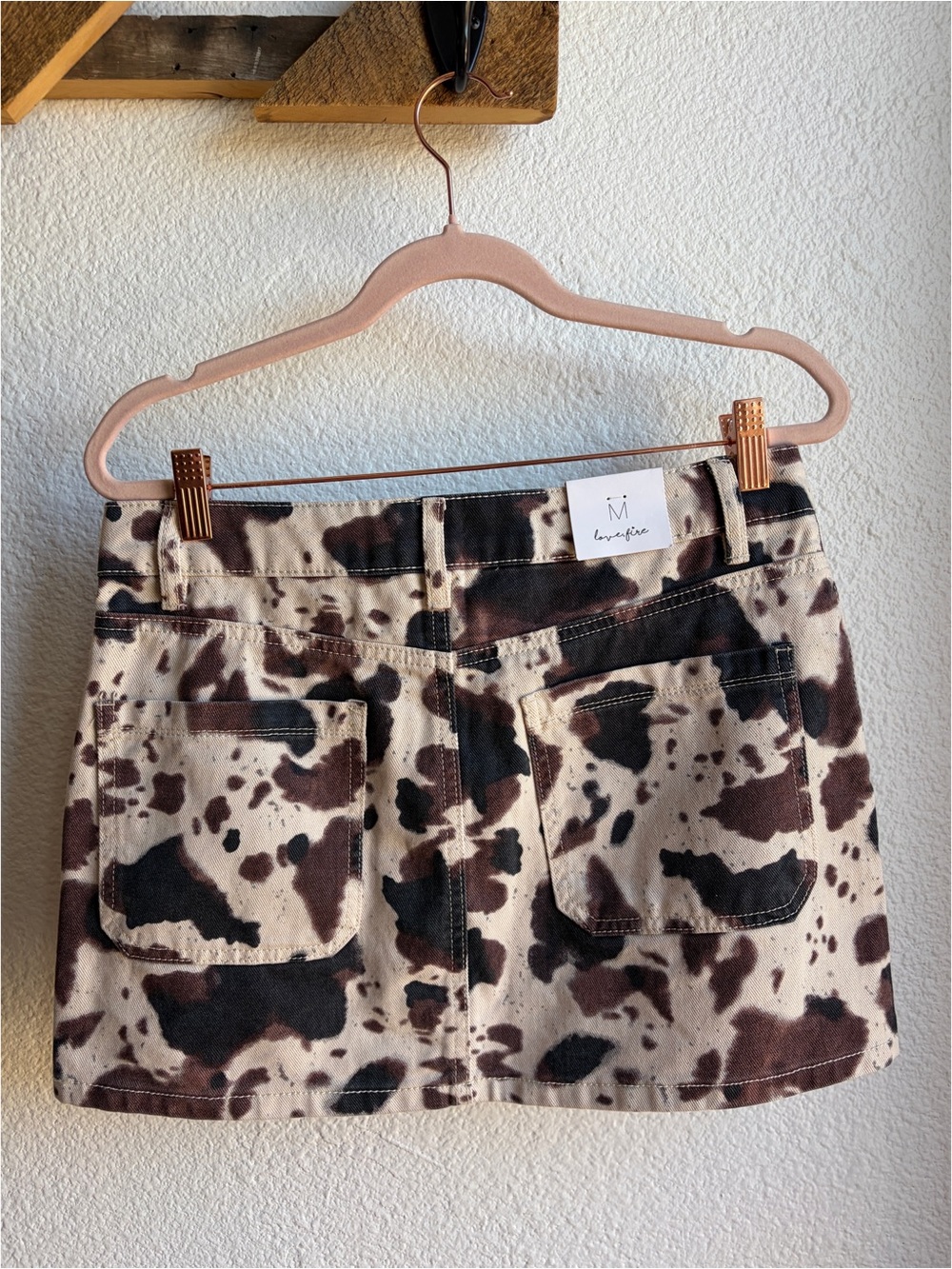 NWT Love Fire Cow Print Mini Utility Skirt Md - Picture 2 of 5